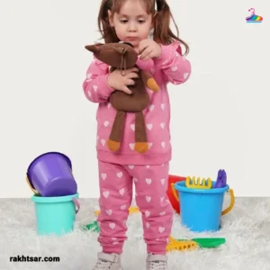 ست بلوز شلوار دورس بچگانه طرح قلب